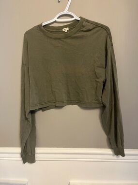 Garage Olive Green Cropped Long-Sleeve Top
